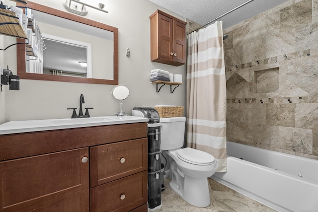 15 Arlington Rd, Windsor Locks, CT 06096 - bathroom featuring vanity, shower / bath combo, and a textured ceiling