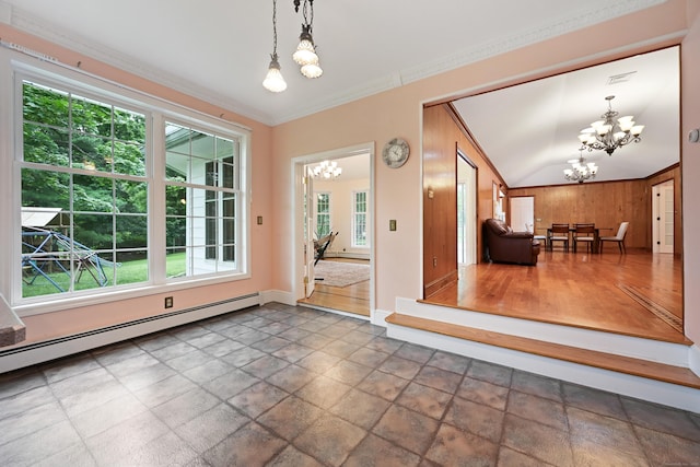 9 Old Logging Rd, Stamford, CT 06903 - interior space featuring a chandelier, plenty of natural light, and baseboard heating