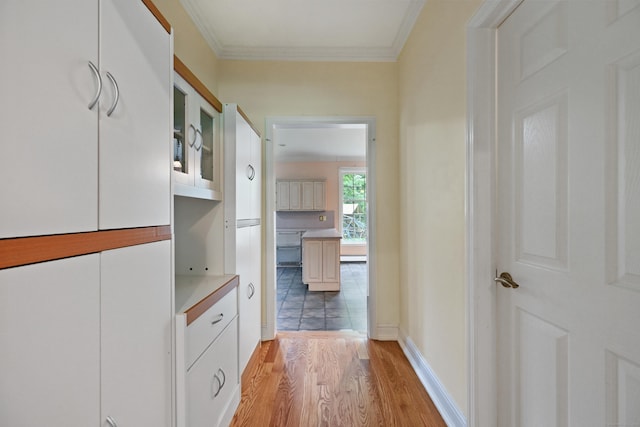 9 Old Logging Rd, Stamford, CT 06903 - corridor with light wood-style floors and ornamental molding