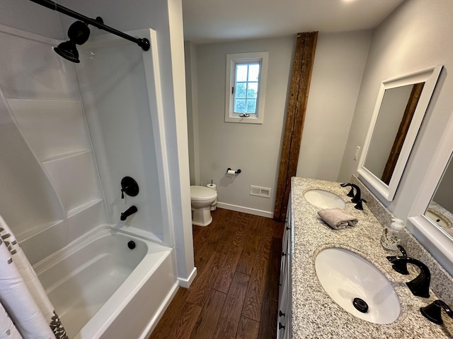 37 Lane St, Shelton, CT 06484 - full bathroom featuring wood finished floors, double vanity, and shower / bathtub combination with curtain
