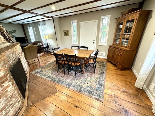 37 Lane St, Shelton, CT 06484 - dining area with light wood finished floors, recessed lighting, and beam ceiling