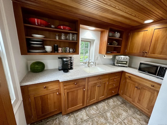 37 Lane St, Shelton, CT 06484 - bar featuring stainless steel microwave, wood ceiling, and light tile patterned floors