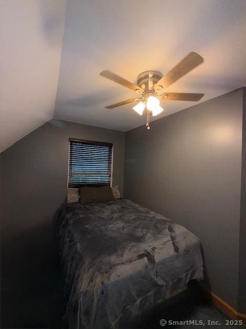 67 Bergendahl Dr, Griswold, CT 06351 - bedroom with a ceiling fan and vaulted ceiling