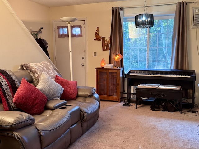 92 Cynthia Ln Apt E1, Middletown, CT 06457 - carpeted living room with a wall mounted air conditioner