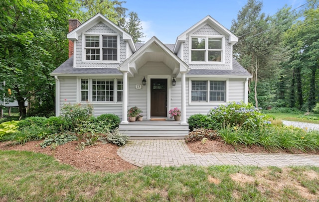 73 Water St, Glastonbury, CT 06073 - view of front of property with a chimney and roof with shingles