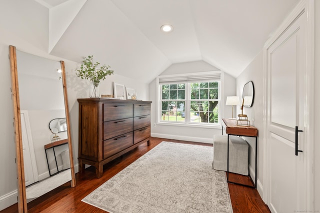 73 Water St, Glastonbury, CT 06073 - bedroom featuring lofted ceiling and dark wood-style floors