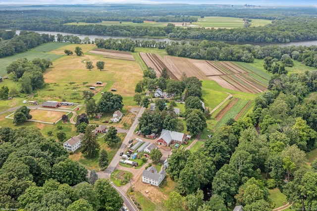 73 Water St, Glastonbury, CT 06073 - aerial overview of property's location with rural landscape, a large body of water, and extensive farmland