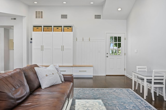 68 William St, Norwalk, CT 06851 - living area with dark wood-style floors and recessed lighting