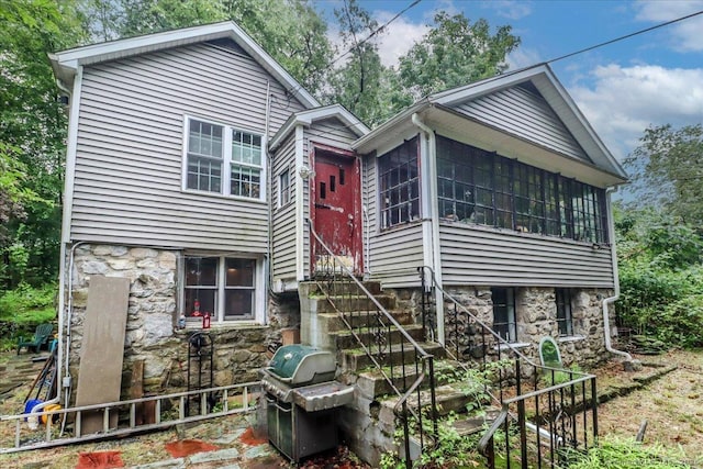 52 Hudson Dr, New Fairfield, CT 06812 - view of front of home with stone siding and entry steps