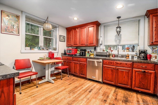 52 Hudson Dr, New Fairfield, CT 06812 - kitchen featuring dark countertops, dishwasher, healthy amount of natural light, and recessed lighting