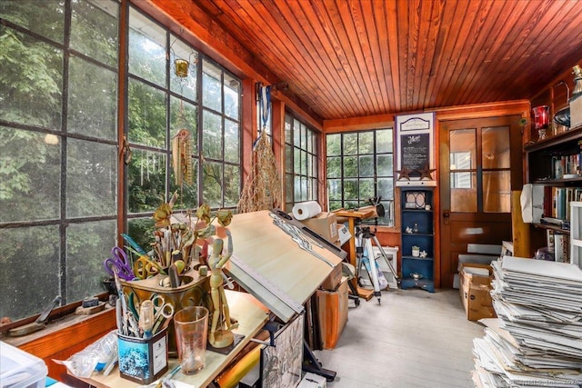 52 Hudson Dr, New Fairfield, CT 06812 - home office with wood ceiling, healthy amount of natural light, and wood finished floors