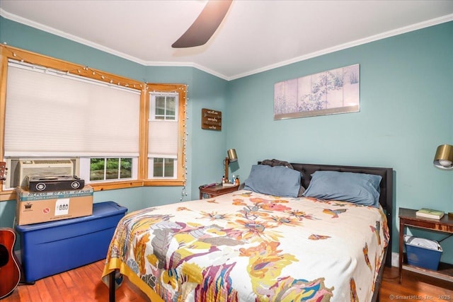52 Hudson Dr, New Fairfield, CT 06812 - bedroom featuring wood finished floors, ornamental molding, and a ceiling fan