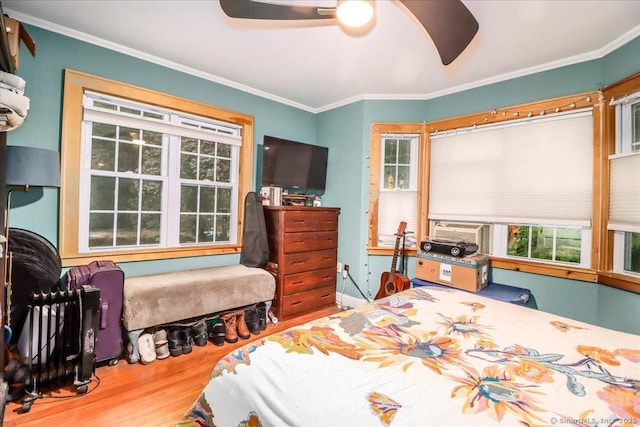 52 Hudson Dr, New Fairfield, CT 06812 - bedroom with wood finished floors, crown molding, and ceiling fan