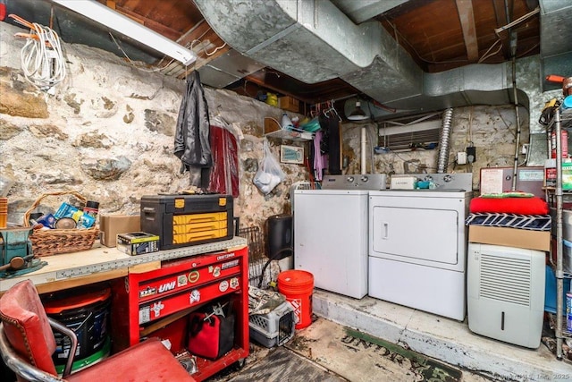 52 Hudson Dr, New Fairfield, CT 06812 - unfinished below grade area with separate washer and dryer and a workshop area
