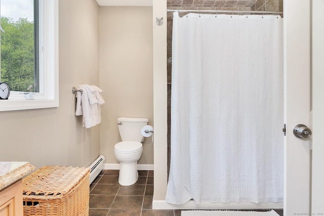 35 Pheasant Ln, Ridgefield, CT 06877 - full bath featuring vanity, a shower with curtain, tile patterned flooring, and baseboard heating