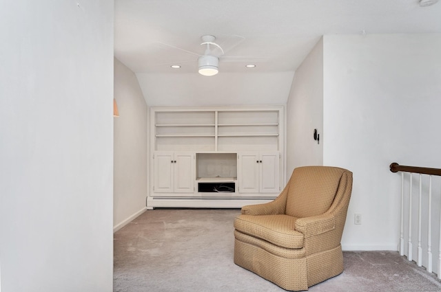 35 Pheasant Ln, Ridgefield, CT 06877 - sitting room featuring carpet floors, baseboard heating, recessed lighting, and built in shelves