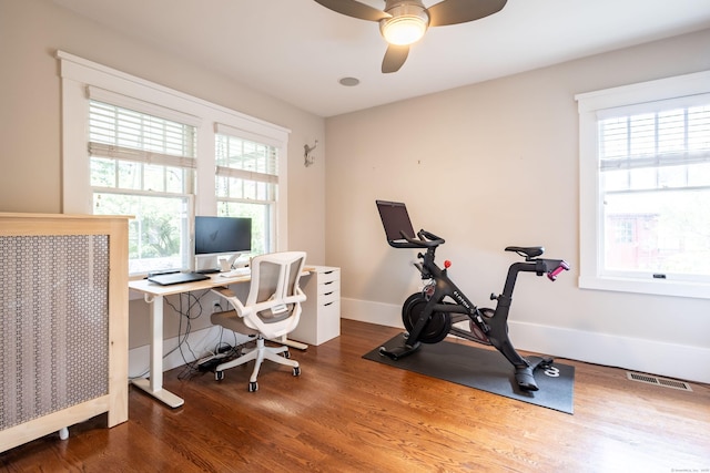 336 Main St, Wethersfield, CT 06109 - office space featuring a ceiling fan and wood finished floors