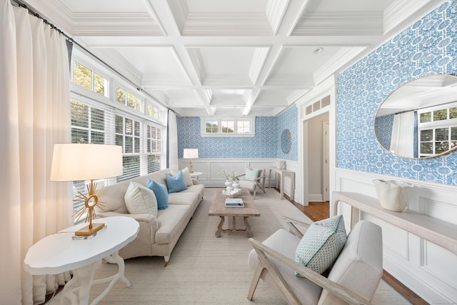 81 Birch Rd, Fairfield, CT 06824 - sunroom with beamed ceiling and coffered ceiling