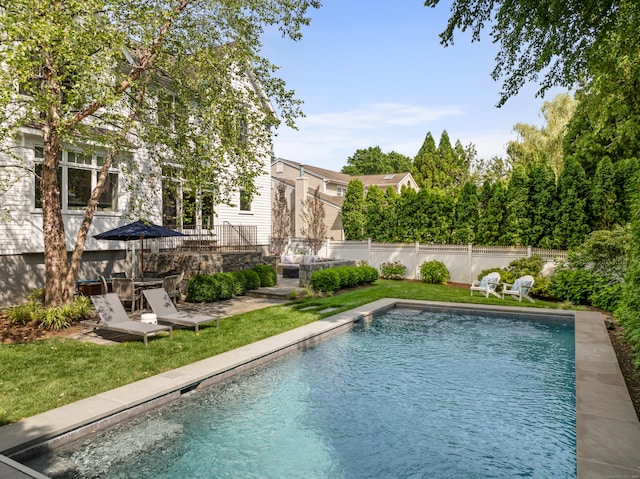 81 Birch Rd, Fairfield, CT 06824 - view of swimming pool with a fenced backyard and a patio area