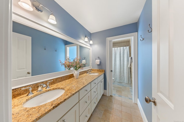 81 Birch Rd, Fairfield, CT 06824 - full bath featuring double vanity and curtained shower