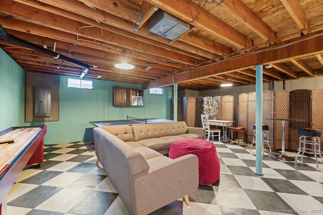 26 Philo Curtis Rd, Newtown, CT 06482 - living room with tile patterned floors and electric panel