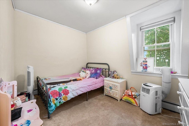 22 Benjamin St, Norwich, CT 06360 - bedroom with carpet, a baseboard heating unit, and crown molding