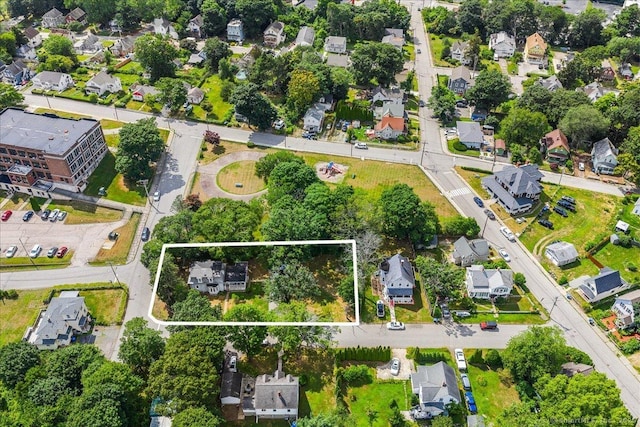 22 Benjamin St, Norwich, CT 06360 - aerial view of residential area with property parcel outlined