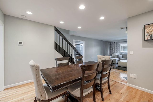 2289 Bedford St Unit F2, Stamford, CT 06905 - dining room featuring light wood-style flooring, stairs, and recessed lighting