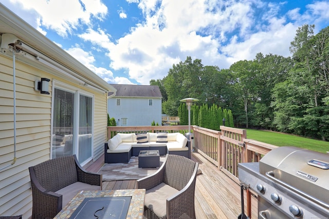 357 D Welton Way, Thomaston, CT 06787 - wooden deck with an outdoor living space and area for grilling