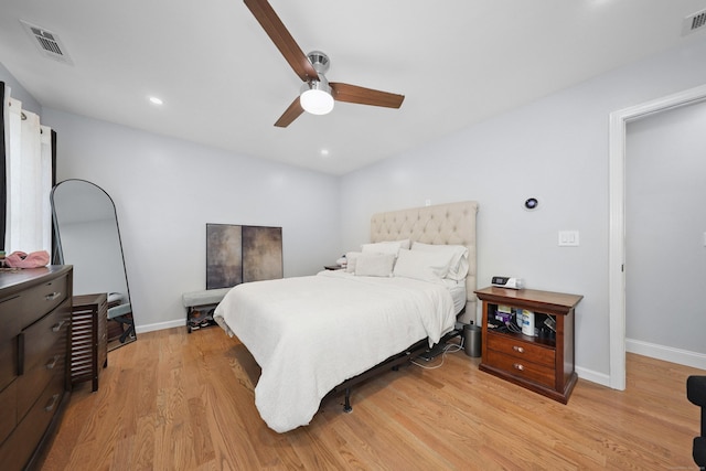 357 D Welton Way, Thomaston, CT 06787 - bedroom featuring light wood-type flooring, a ceiling fan, and recessed lighting
