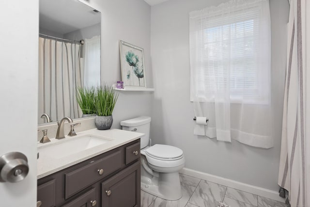 357 D Welton Way, Thomaston, CT 06787 - full bath featuring vanity, marble finish flooring, and a shower with shower curtain
