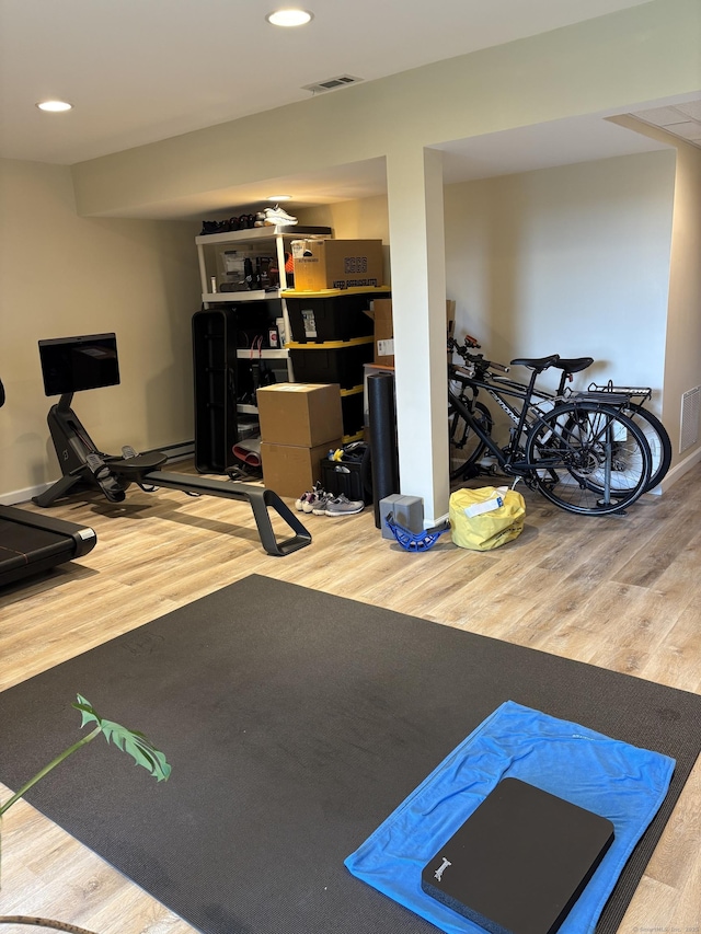 55 Mill Plain Rd Unit 17-6, Danbury, CT 06811 - exercise room with wood finished floors and recessed lighting