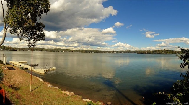 water view featuring a dock