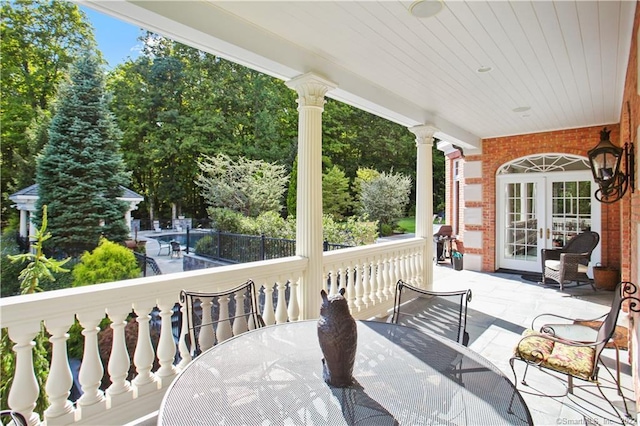 view of patio / terrace featuring french doors