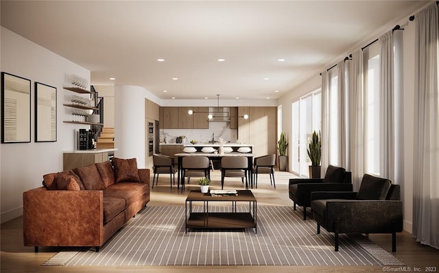 living room with hardwood / wood-style flooring