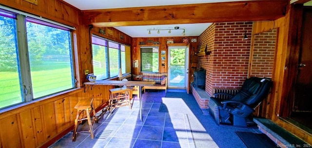 sunroom / solarium with rail lighting