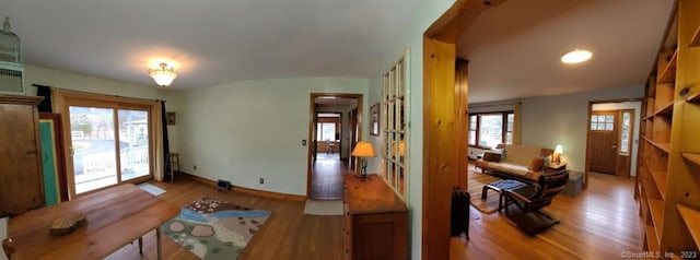 living room with hardwood / wood-style flooring