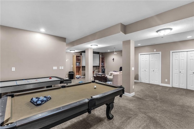 1435 Ashland Ave, Mt Zion, IL 62549 - rec room featuring baseboards, recessed lighting, and carpet floors