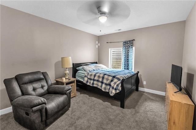 1435 Ashland Ave, Mt Zion, IL 62549 - bedroom with carpet floors, baseboards, and a ceiling fan