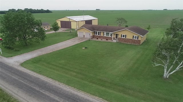 bird's eye view with a rural view