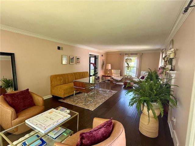 141 Hightide Dr, Decatur, IL 62521 - living room featuring wood finished floors, ornamental molding, and baseboards