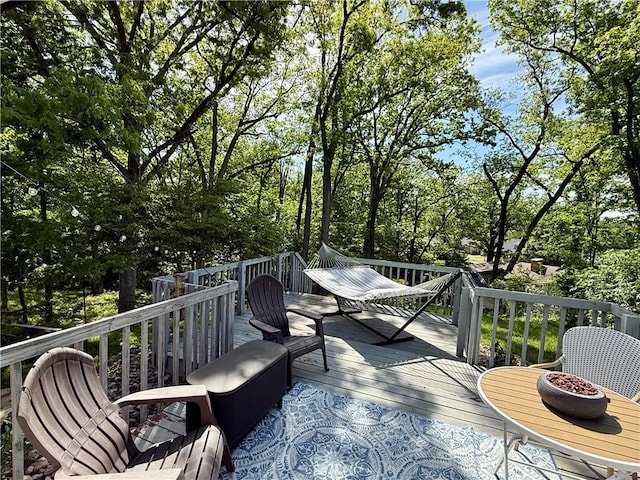141 Hightide Dr, Decatur, IL 62521 - wooden terrace featuring view of scattered trees