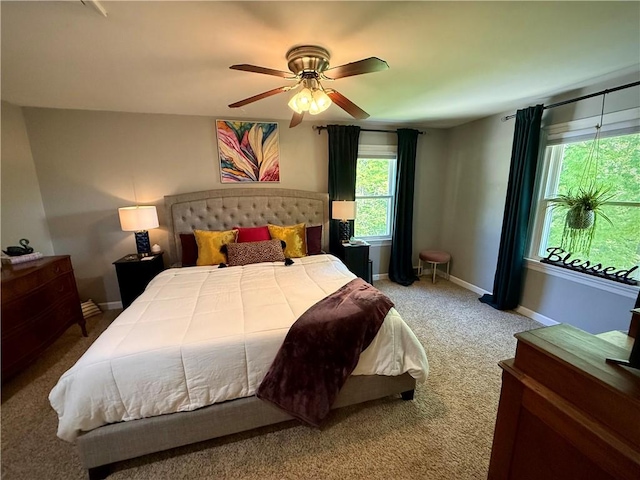 141 Hightide Dr, Decatur, IL 62521 - bedroom with carpet, baseboards, and ceiling fan