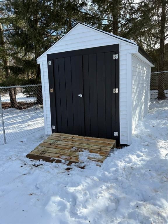 view of snow covered structure