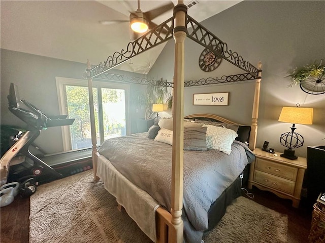 808 Moultrie Ave, Mattoon, IL 61938 - bedroom featuring a ceiling fan and vaulted ceiling