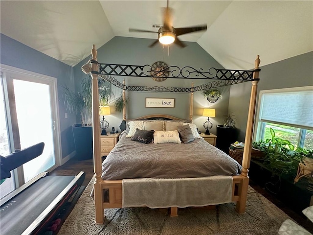 808 Moultrie Ave, Mattoon, IL 61938 - bedroom featuring vaulted ceiling and a ceiling fan