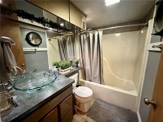 808 Moultrie Ave, Mattoon, IL 61938 - full bathroom with shower / tub combo, vanity, and tile patterned floors