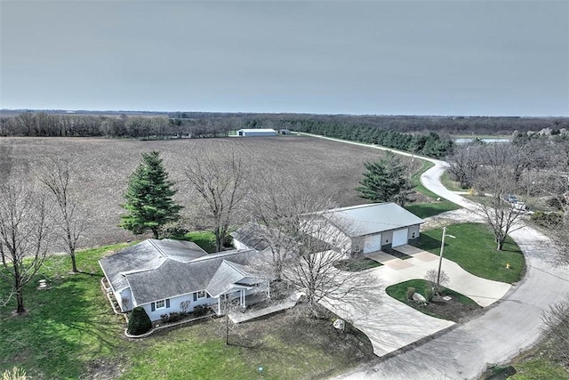 aerial view featuring a rural view