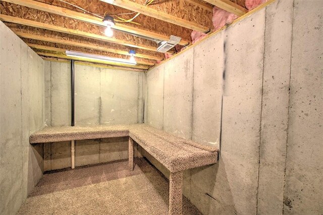 view of unfinished basement