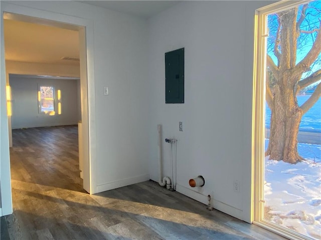 clothes washing area featuring plenty of natural light and electric panel